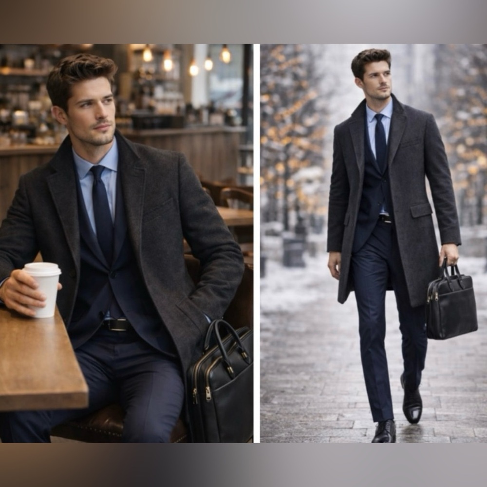 NWT J. Crew Charcoal Wool Topcoat, Overcoat With Quilted Lining Size 36R